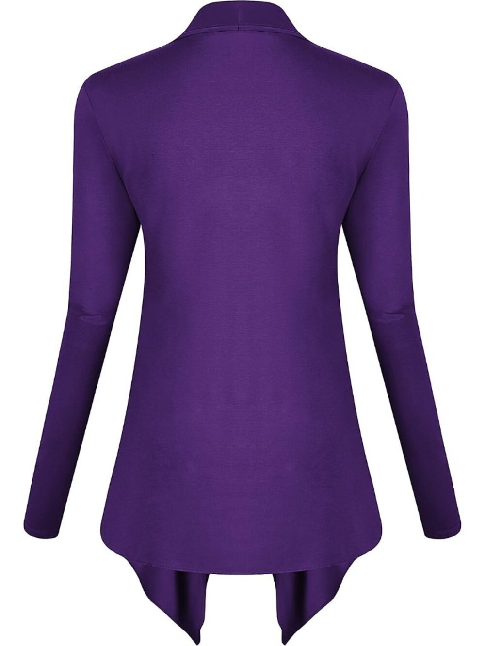🆕Women's Dark Purple Drape Front Open Cardigan Long Sleeve Irregular Hem Jacket - Picture 3 of 5
